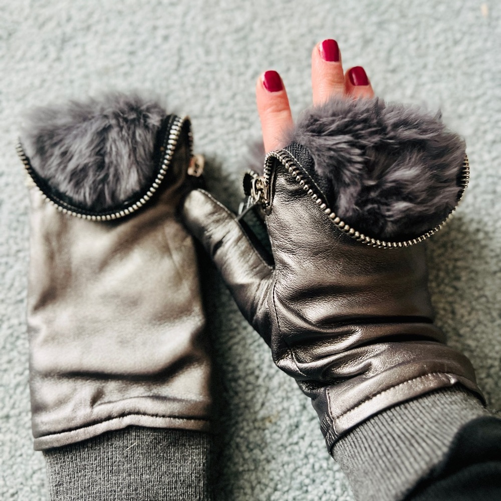 Rudsak Rabbit Fur Leather gloves